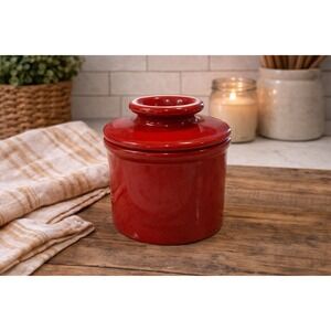 Butter Bell Crock Red Ceramic French Butter Keeper Farmhouse Kitchen